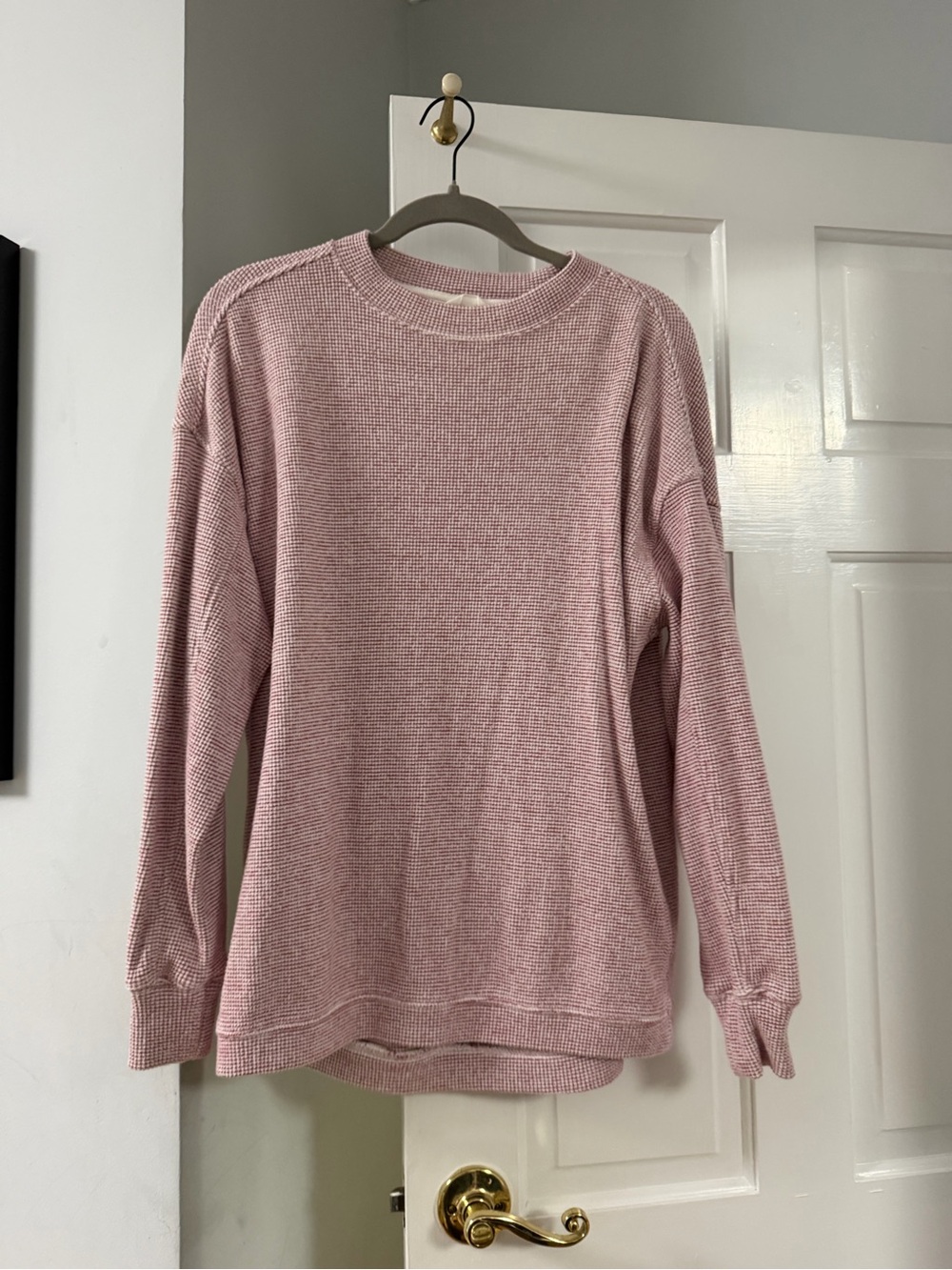 aerie Waffle-Knit Crewneck Sweater in Dusty Pink